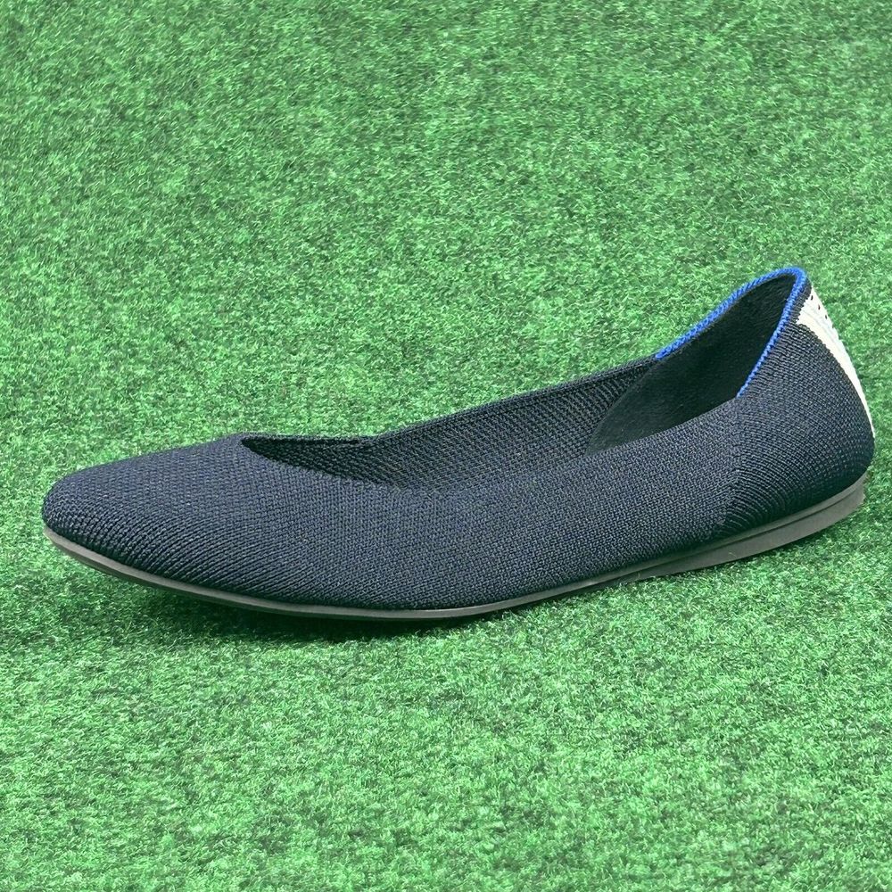 Rothy's The Square Knit Flats Women 7 Navy Blue Ballets Shoe Striped Heel Detail